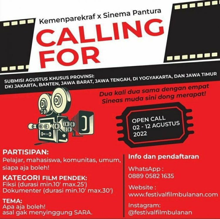 Ayok Ikutan Sineas Muda, Bulan Agustus Ini Kemenparekraf  Bikin Lomba Film Pendek